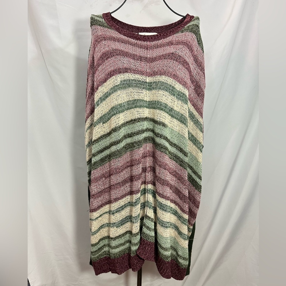 two by vince camuto striped crochet poncho size L/XL